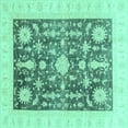 thumbnail image 1 of Ahgly Company Indoor Square Oriental Turquoise Blue Traditional Area Rugs, 4' Square, 1 of 4
