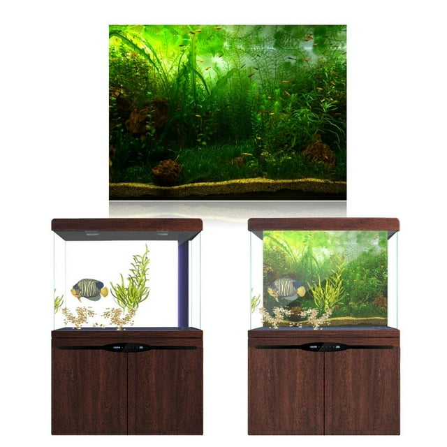Rdeghly Water Grass Style Aquarium Fish Tank Background Poster PVC Adhesive Decor Paper, Fish Tank Background Paper, Fish Tank Decoration Poster