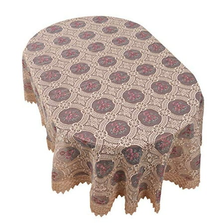 translucent simhomsen tablecloth gauze oval embroidered linen beige lace floral pattern