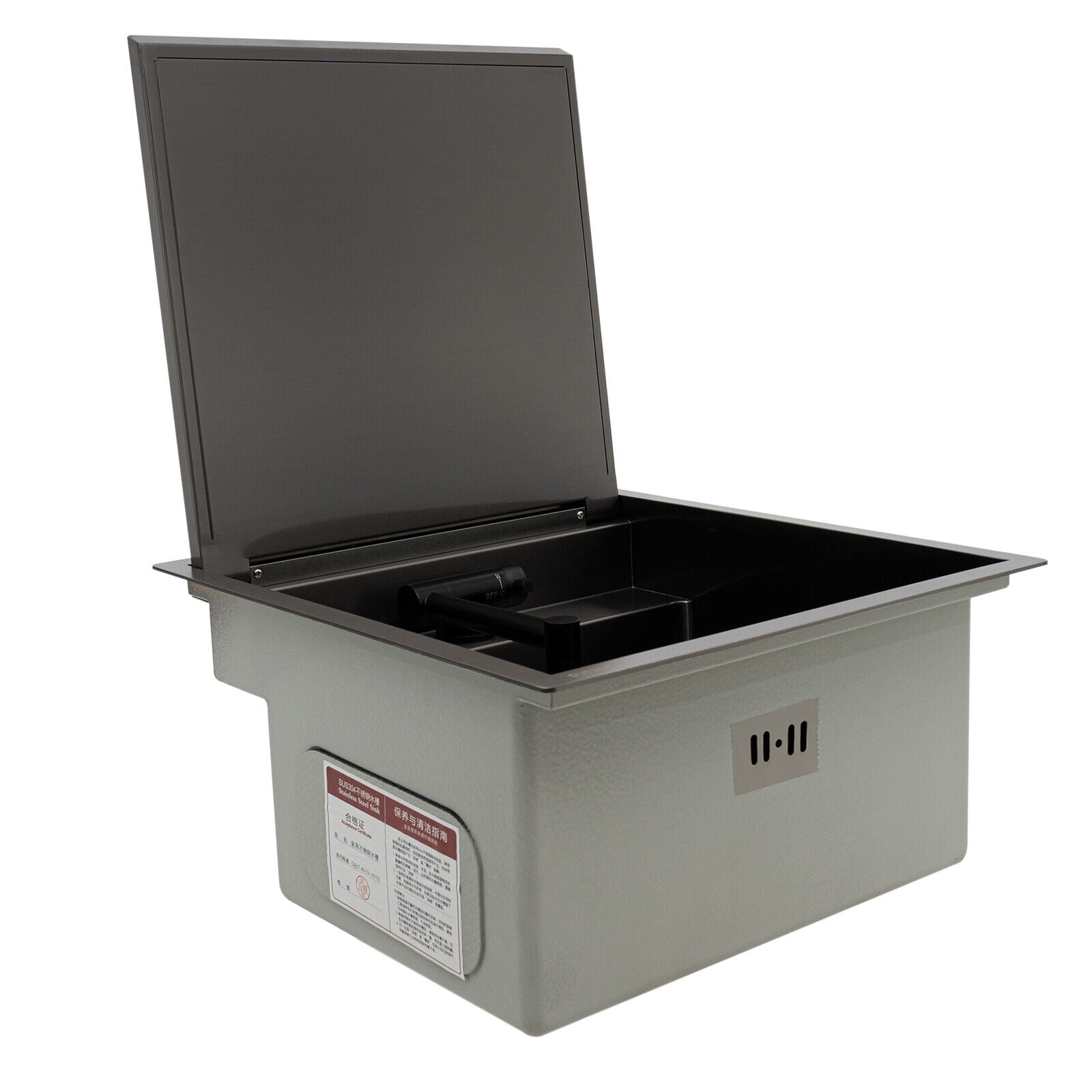 Hidden Kitchen Sink Single Bowl Sink with Foldable Faucet Stainless Steel Utility Sink