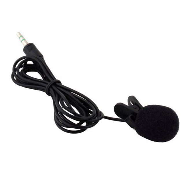Injueey Mini micrófono con cable, altavoz de cuello, tipo de solapa con Clip externo, micrófono de voz, guía, conferencias, lecciones, Cables de audio/vídeo 5 piezas/negro