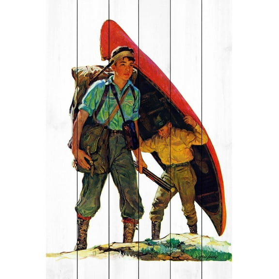 Marmont Hill "Canoe Portage" Painting Print on White Wood