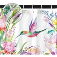 thumbnail image 5 of 72x72 Inch Flower Hummingbird Shower Curtain Watercolor Pink Floral Blooming Bird Natural Plants Botanical Shower Curtains for Bathroom Decor Waterproof Polyester with Hooks, 5 of 6