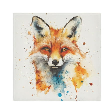 

Napkin Satin Napkin 20*20Inchx4 Kitchen Towel Dinner Plate Towel Decorative Towel Napkin Tea Towel Suitable For Kitchen Table Orange Watercolor Fox