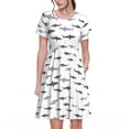 thumbnail image 1 of Bingfone Robe à Manches Courtes Imprimé Requin Mignon pour Femmes, Robe Décontractée Confortable, Robe d'Été Élégante avec Ajustement Extensible pour Usage Quotidien, 1 of 6
