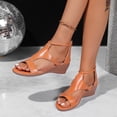 thumbnail image 6 of Bibifish Womens Wedge Sandals Minimal T-Strap Hollow Cutout Back Zipper Ankle Buckle Ladies Sandals Summer Outdoor Everyday Wear Casual Sandals, 6 of 9
