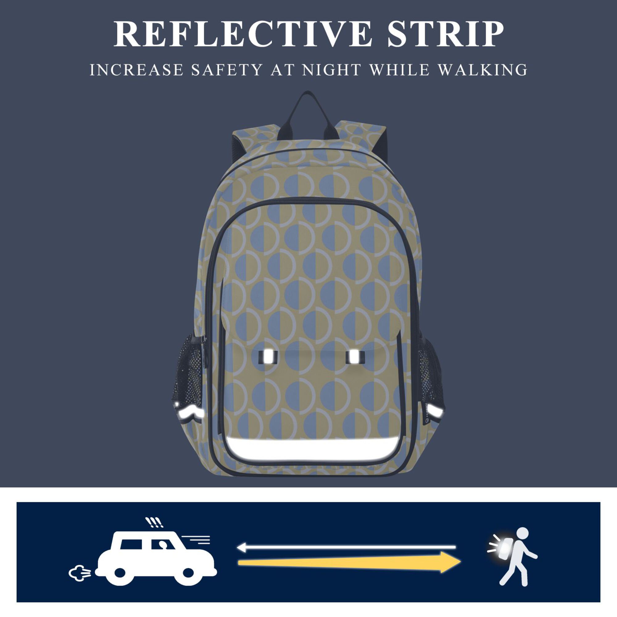 Mochila escolar para niños, unisex de 17 pulgadas, casual, con bolsillos y compartimentos, patrón geométrico amarillo claro 5
