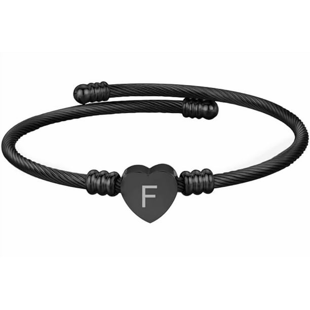 Pulseras de mujer personalizadas con inicial. Accesorios y regalos para mujer elegantes y resistentes Xtellar negro