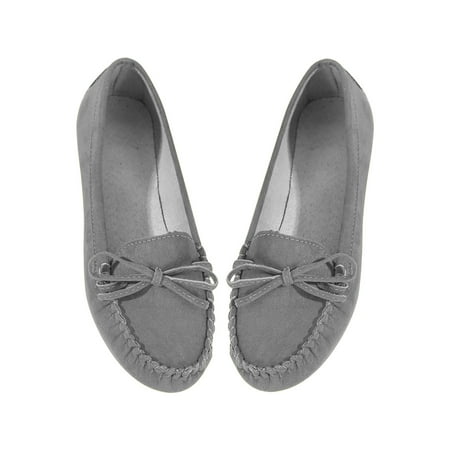 

Holiday Savings Deals! Kukoosong Womens Comfort Flats Womens Fashion Comfortable Round Toe Low Heels Shoes Bowknot Solid Color Casual Shoes for Women Gray 36