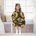 thumbnail image 7 of FORMRS Wearable Blanket Hoodie with Sleeves for Kids Cozy Flannel Sweatshirt, Black Sunflower Pattern, 7 of 7