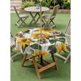 thumbnail image 5 of Outdoor Tablecloth with Umbrella Hole Zipper Rustic Sunflowers Round Tablecloth 60" Waterproof Outside Table Cloth Farmhouse Botanical Flowers Wood Grain Patio Table Cover Tablecloths for Picnic, 5 of 8