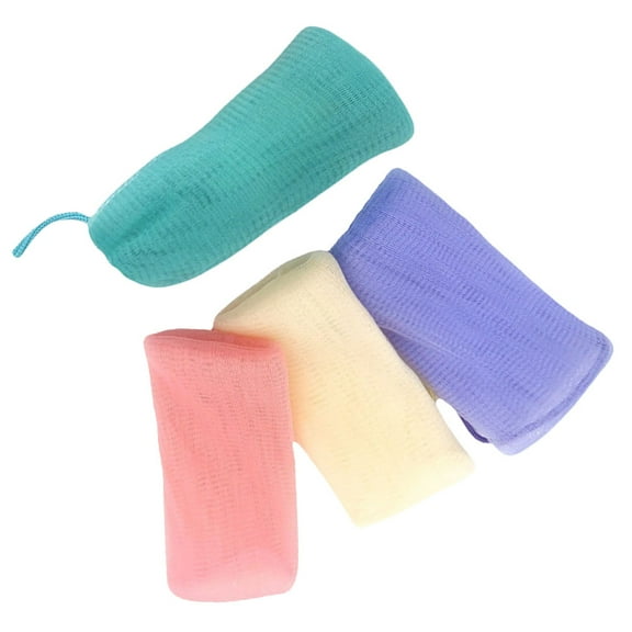 4 Pcs Travel Accessories Sponge Shower Bag Bar Soap Pouch Net