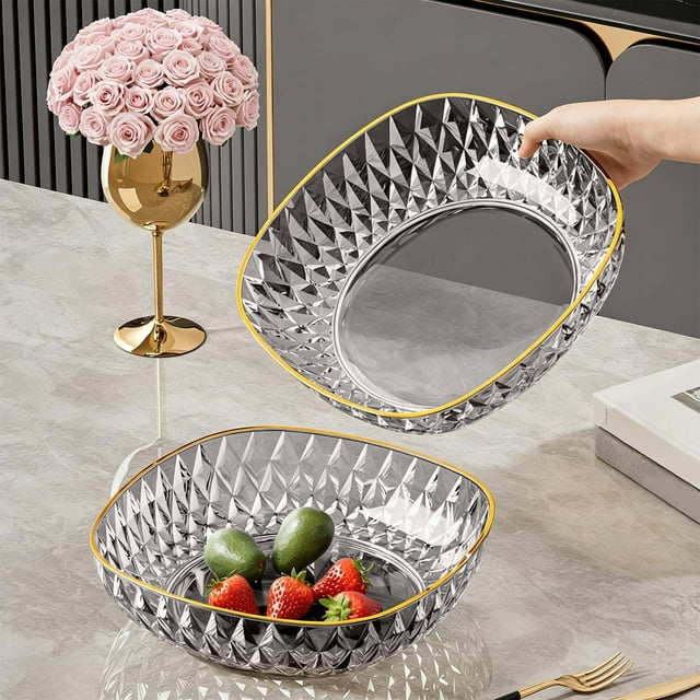 Uklsqma Vegetable Tray Plastic Salad Basket | Drainable Vegetable Bowl Snack Server | Durable Clear Polypropylene 7.87X7.87X1.97In | Multipurpose Kitchen Tool for Home Office Picnic Camping