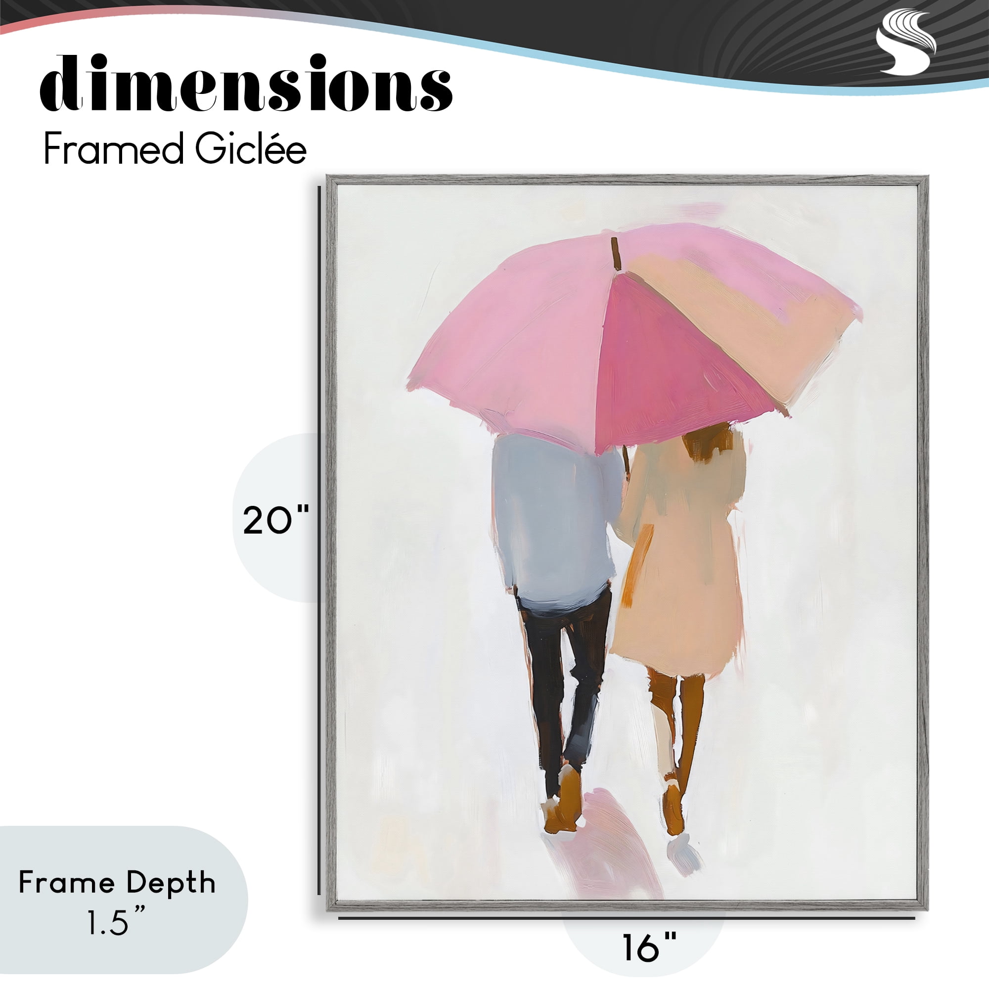Stupell Industries Couple Stroll Under Umbrella Gray Framed Giclee Art, design by The Prints Vibe