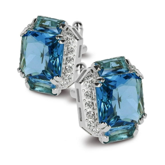 Vittorio Vico Large Rectangular Diamond Flanked Colorstone Crystal Cufflinks: CL 74XX Series