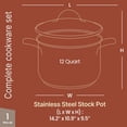 thumbnail image 2 of BAKKEN 12-Quart Stainless Steel Stockpot with Glass Lid – Induction Compatible, Even Heat, Riveted Handles, 2 of 9