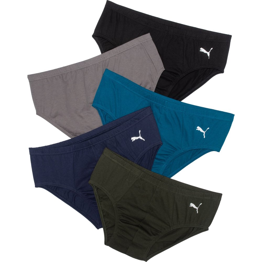 PUMA PUMA MEN'S BRIEF PACK 5 TEAL GREY SZ LARGE UNDERWEAR X5 LOW