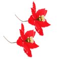 thumbnail image 3 of GOOHOCHY  2 Pcs Xmas Supplies Decor for Tree Christmas Ornaments Poinsettia Decorations Red, 3 of 8