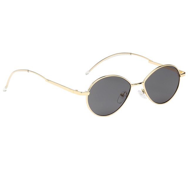 de montura Vintage para mujer, de sol para viajes al aire libre, Retro Lente gris marco dorado Zulema Gafas de sol ovaladas para mujer