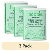 (3 pack) Bobbie Whole Milk Infant Formula gor Everyday Feeding, Milk-Based Powder with 1.2mg Iron, Organic Grass-Fed Whole Milk Recipe, 14.1 oz Can