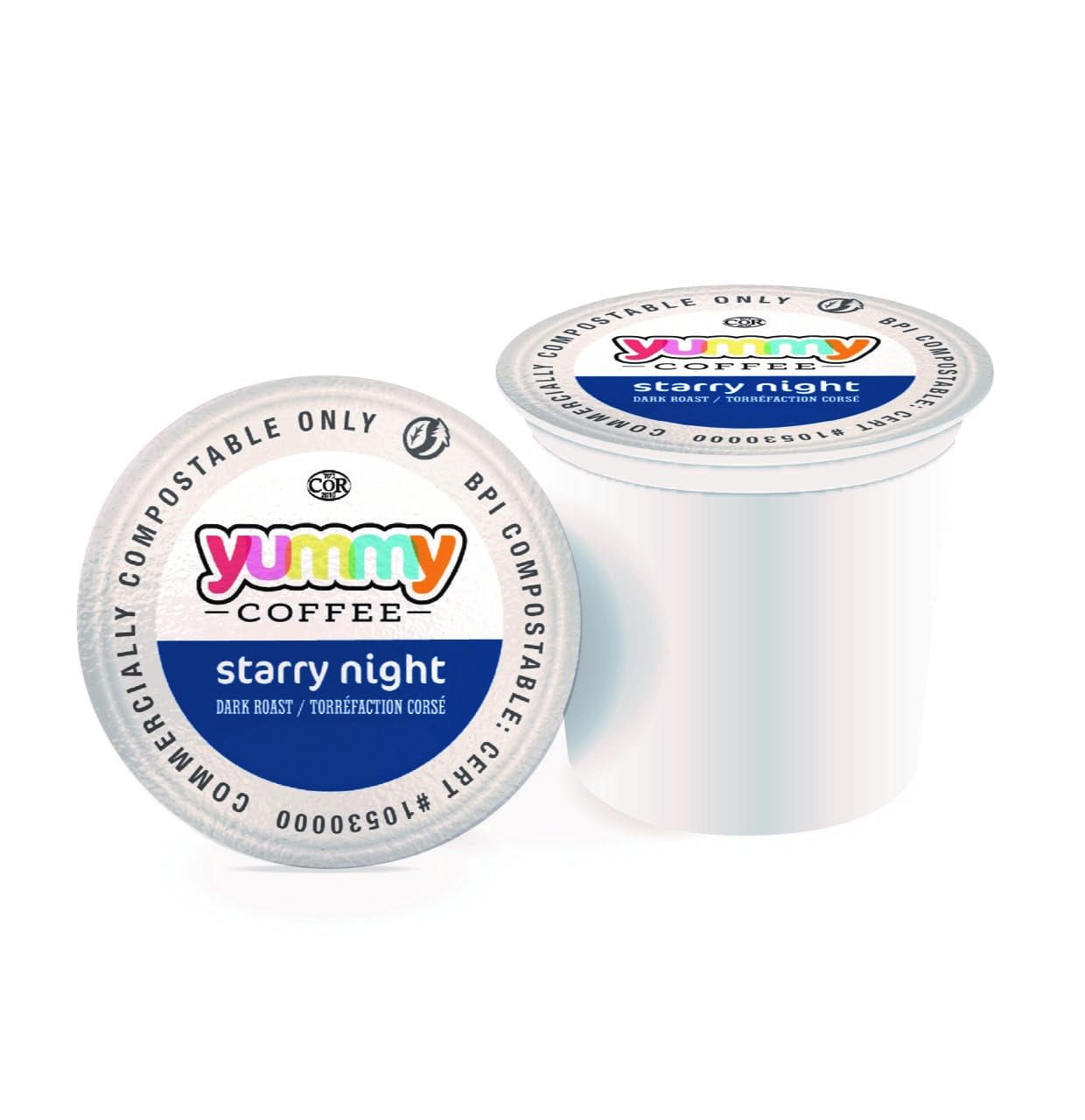 Yummy Coffee Starry Night Dark Roast Coffee, Single Cup Compostable Pods Compatible with Keurig K-Cup Brewers, 20 Count per Box, 2 Boxes