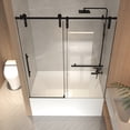 thumbnail image 2 of Leumius 56-60" x 66" H Frameless Sliding Shower Door,5/16" Clear Tempered Glass Sliding Shower Door,Stainless Steel Frame,Matte Black, 2 of 8