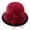 Red, variant on Women's Wool Felt Hat with Elegant Net Fabric Flower, Round Top Bucket Hat for Women, Vintage Tea Party Hat for Church, Wedding, and Special Occasions - Beige