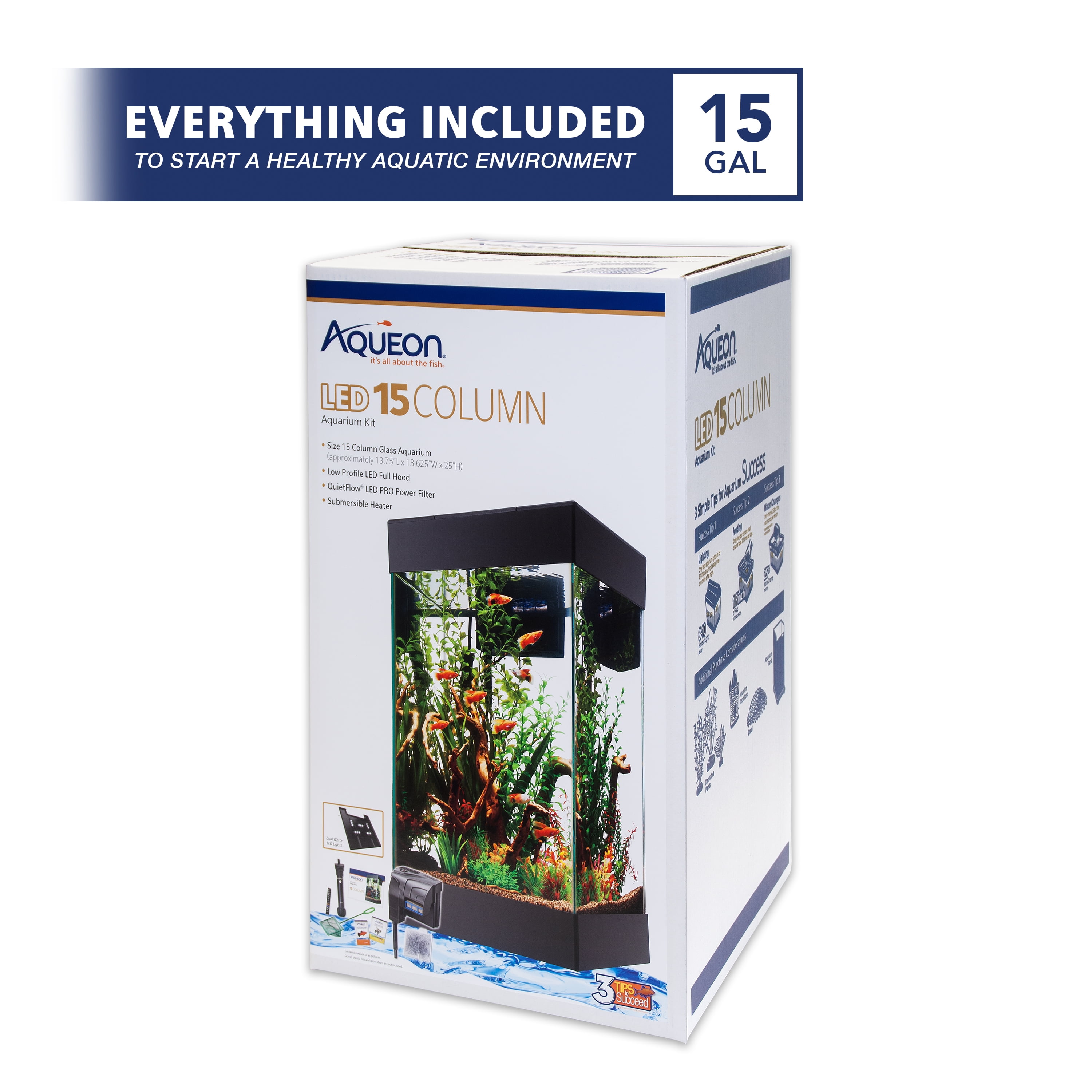 Aqueon Aquarium Starter Kit with LED Lighting, 15 Column 15 Walmart