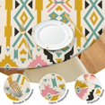 thumbnail image 4 of Large Diameter Bohemian Tablecloth, Colorful Floral Print with Elastic Hem for Parties, 4 of 7