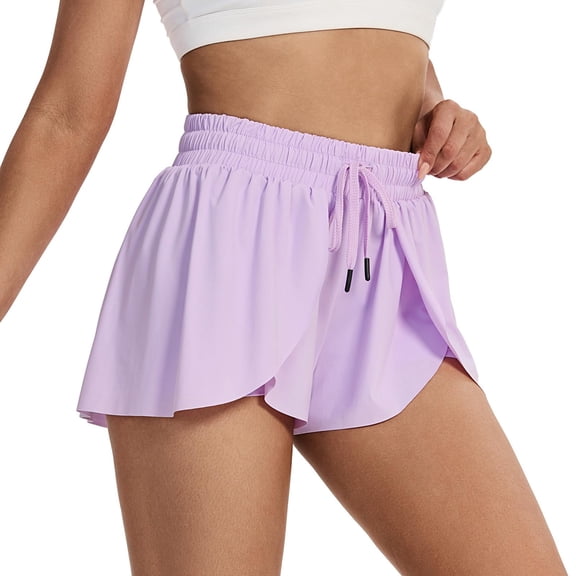 Endives Running Shorts For Women Workout Athletic Gym Yoga With Pockets Gym Yoga Butterfly Skirt Dry Quickly Summer Purple