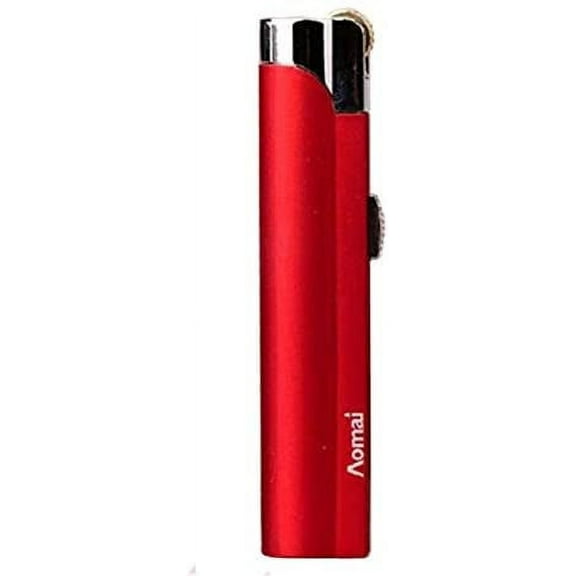 Aomai Slim Metal Jet Torch Flame Lighter Grinding Flint Butane Gas Windproof Cigarette Lighter - Red