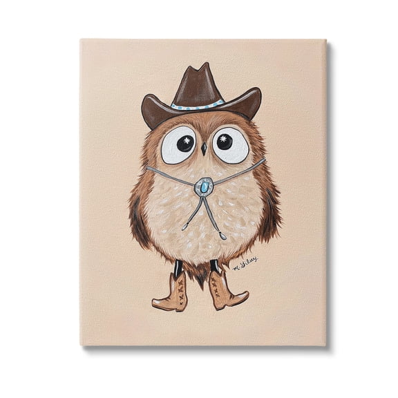 Stupell Industries Southwestern Cowboy Owl Animals & Insects Painting Gallery Wrapped Canvas Art Print Wall Art, 16 x 20