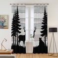 thumbnail image 2 of Kitchen Curtains 84 Inch Length 2 Panels, Forest Bear Grommets Window Treatment Curtain, Silhouette Elk Stripes Tree Wood Grain Thermal Curtains Drapes for Living Room/Bathroom, 2 of 9