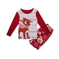 thumbnail image 4 of Family Christmas Matching Pajamas Set Red Nose Reindeer Print Long Sleeve Tops Snowflake Pants Sleepwear, 4 of 4