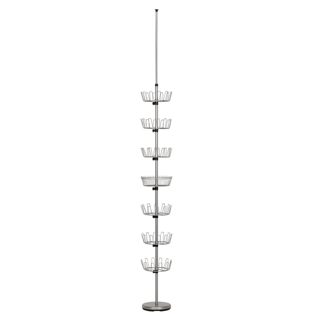 Household Essentials 2197-1 Étage au plafond réglable 6-Tier Rack de chaussures renouvelable avec panier - argent