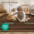 thumbnail image 4 of ODIKA 5'x7' Washable Area Rug Print Rustic Wood Grain With Woodland Forest Border Bear Paw Refined Structured for Dining Room, Under Table, Home Office, Non-Slip Chair-Friendly, 4 of 7