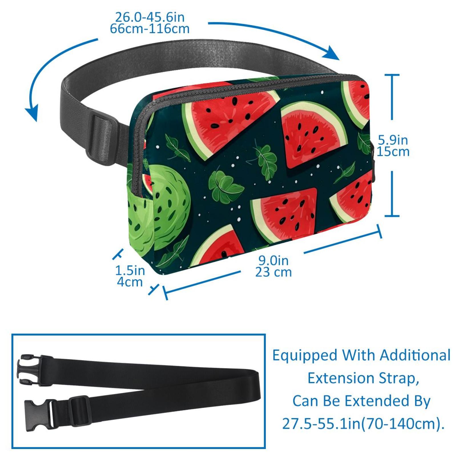 Watermelon Lightweight Running Belt Waist Bag with Extension Strap and Money Belt - Unisex
