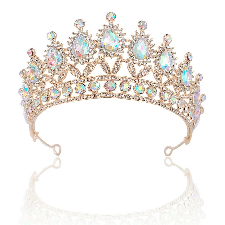 ROZYARD Gold Vintage Crown Colorful for Rhinestone Tiara