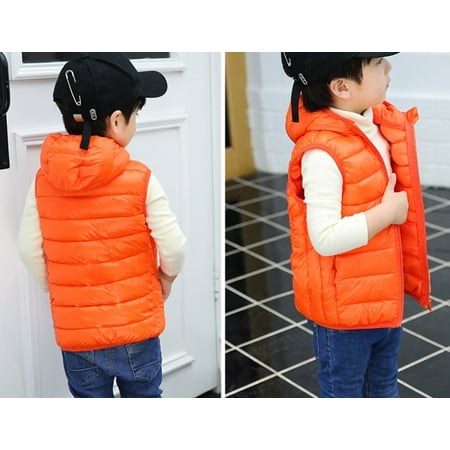 

Cathalem Winter Jacket 5t Child Kids Toddler Baby Boys Girls Sleeveless Winter Solid Coats Hooded Jacket Vest Kids Jackets Boys Outerwear Orange 10-12 Years