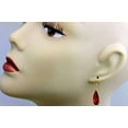 thumbnail image 3 of 14k Yellow Gold Cubic Zirconia Earrings Long Faceted Teardrops Red Simulated Garnet In Cz Simple Everyday Dangles Designed for Adult Women and s 1.4", 3 of 4