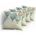 thumbnail image 5 of Ambesonne Vintage Throw Pillow Cover 4 Pack, Air Balloons in Sky, 20", Green Blue, 5 of 7