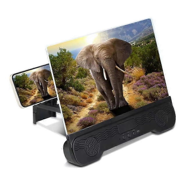 14In Cell Phone Screen Magnifier with Wireless Speaker Foldable PhoneStand with Screen Amplifier for Movies,Video,Gaming