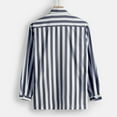 thumbnail image 5 of BinBiL Men Clothing clearance Men Button Down Striped Shirts Long Sleeve Tops Casual Basic Blue and White Striped Dress Shirt Slim Fit Blouses, 5 of 7
