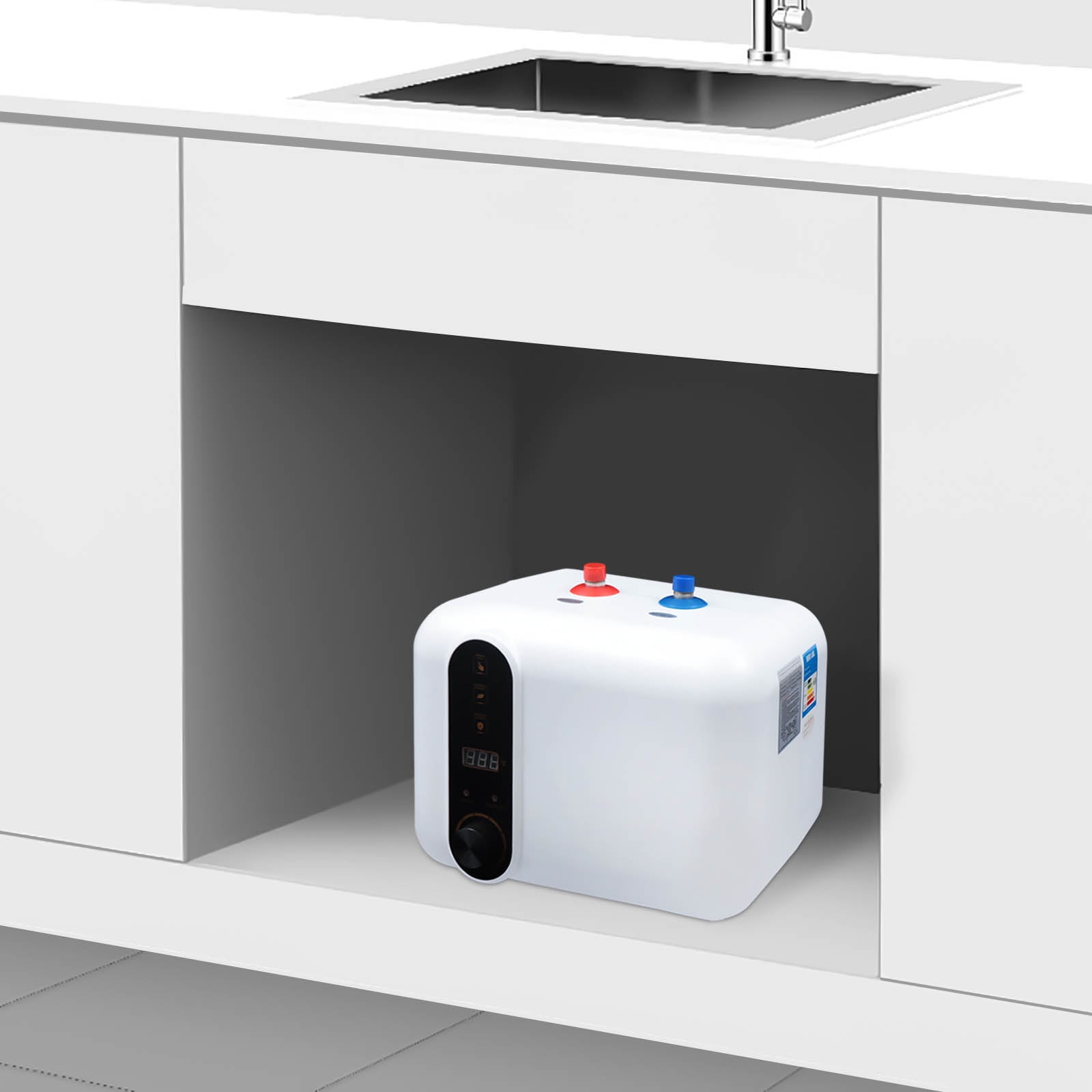 10L 1500W Instant  Electric Water Heater Small Compact Tank Storage, 304 Stainless Steel Liner - Multi-Protection Safe,for Kitchen/Bathroom