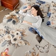 thumbnail image 4 of Manfei Adults Female Girls Floral Rose Butterflies Twin Bedding Sets 7-Piece,Spring Garden Bedding Comforter Set Microfiber,Vintage Aesthetics Breathable Sheet Sets,Super Cozy Room Decor,Reversible, 4 of 8
