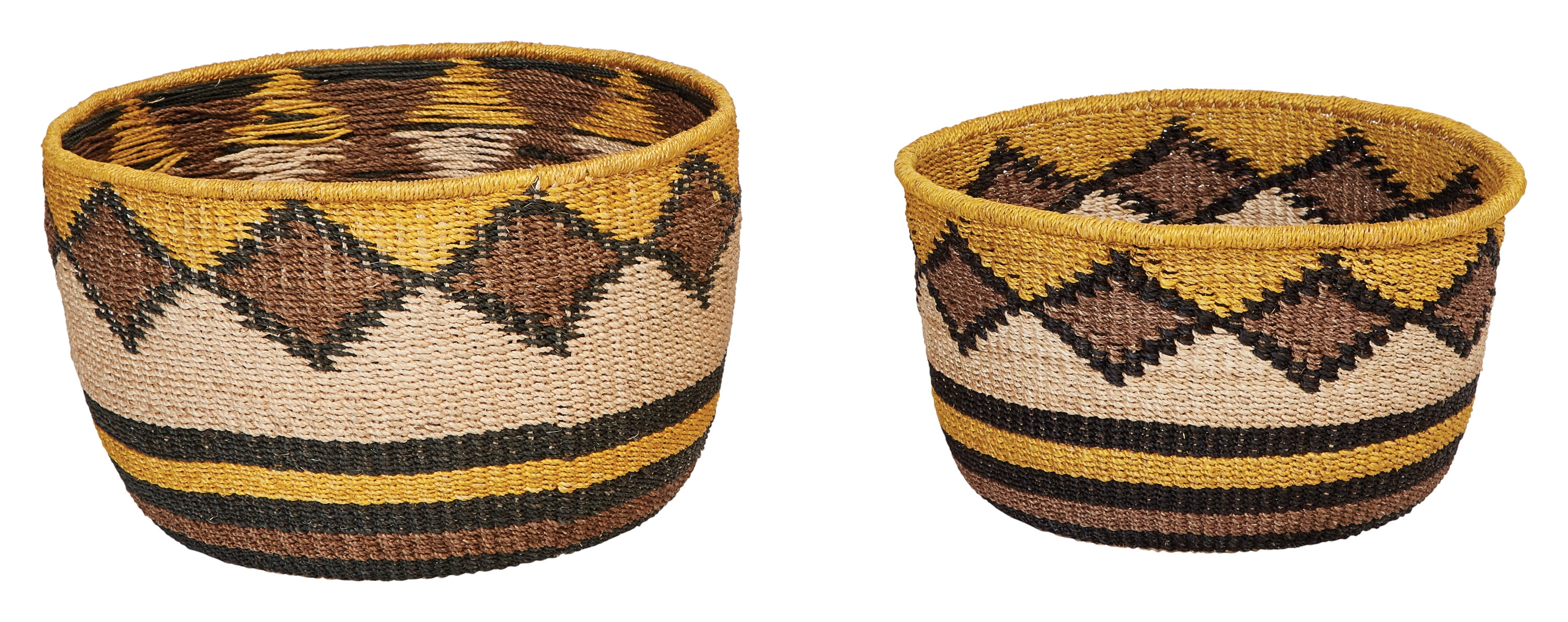 Creative CoOp Handwoven Abaca Baskets with Stripes & Diamond Shapes