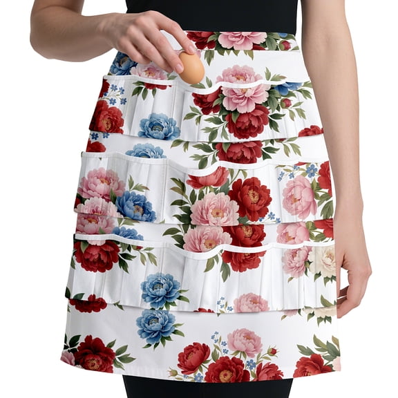 Egg Collecting Apron for Adlut Housewife 18 Deep Pockets Hen Egg Gathering Holding Apron with Elastic Closures
