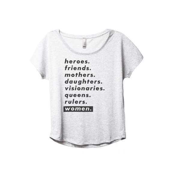 Heroes Visionaries Women's Fashion Slouchy Dolman T-Shirt Tee Heather White X-Large