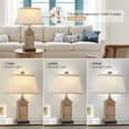 thumbnail image 2 of Table Lamps Set of 2 Coastal Beach Living Lamps for Bedroom with Dual USB Ports and One AC Outlet Brown Tropical Nautical Nightstand Bedside Lamps for End Table Home Decor with LED Bulbs, 2 of 6