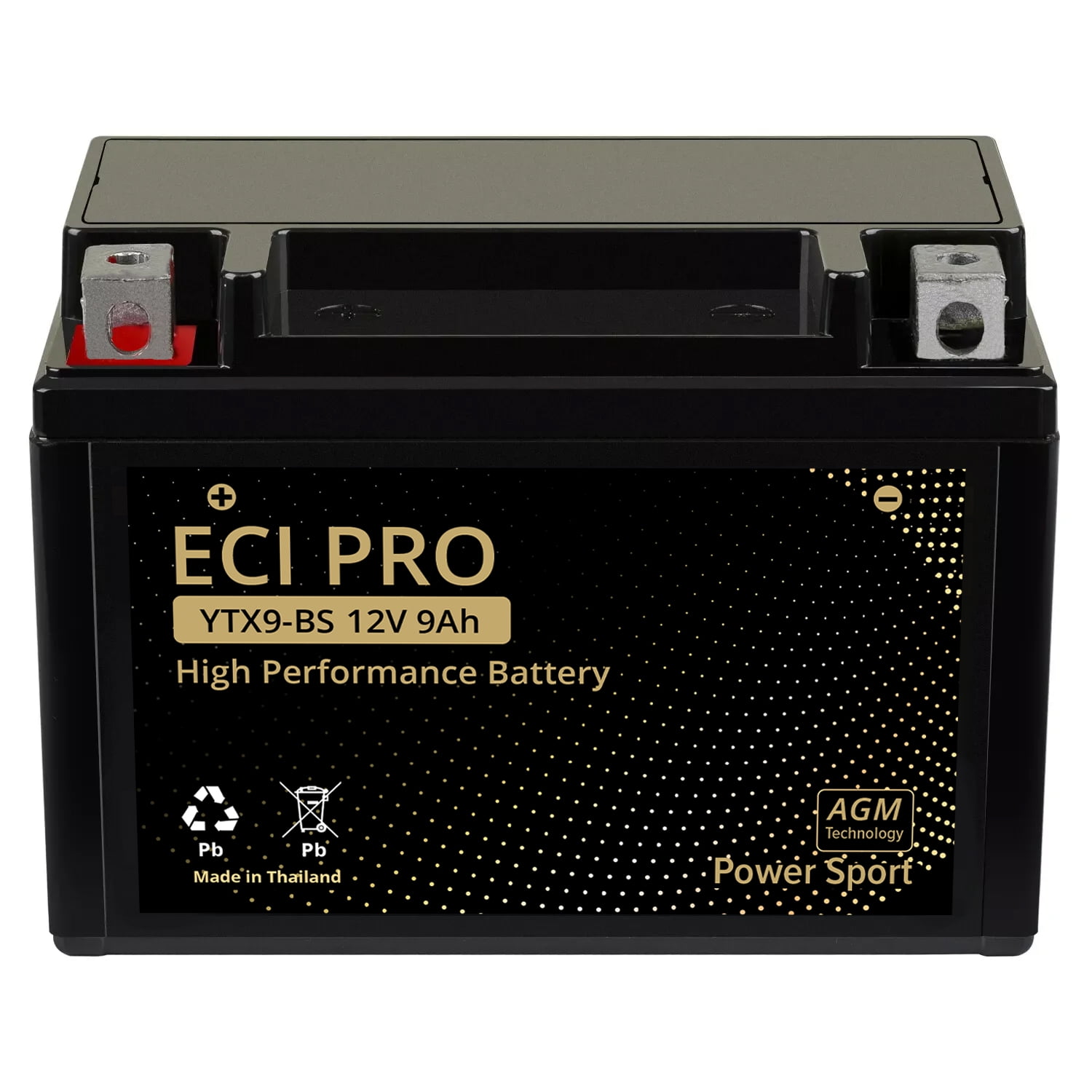 ECI Pro 12V 9Ah Motorcycle Battery YTX9-BS – 180CCA Sealed Lead Acid Battery for Honda, Kawasaki, Suzuki, Yamaha